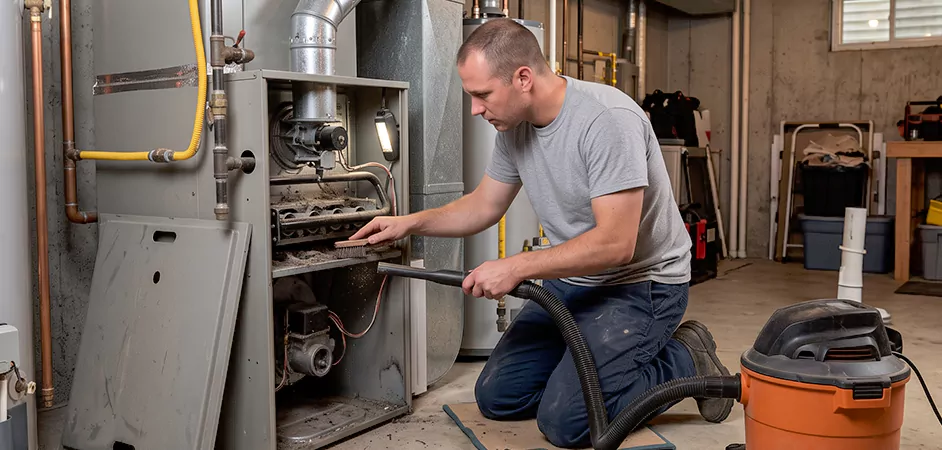 Burner and Heater Compartment Lint Removal in Middletown